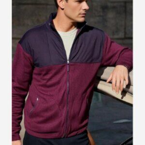 Goodfellow & Co. Full Zip Sweater Mens 2XL Color Wine & Brown 100% Polyester
